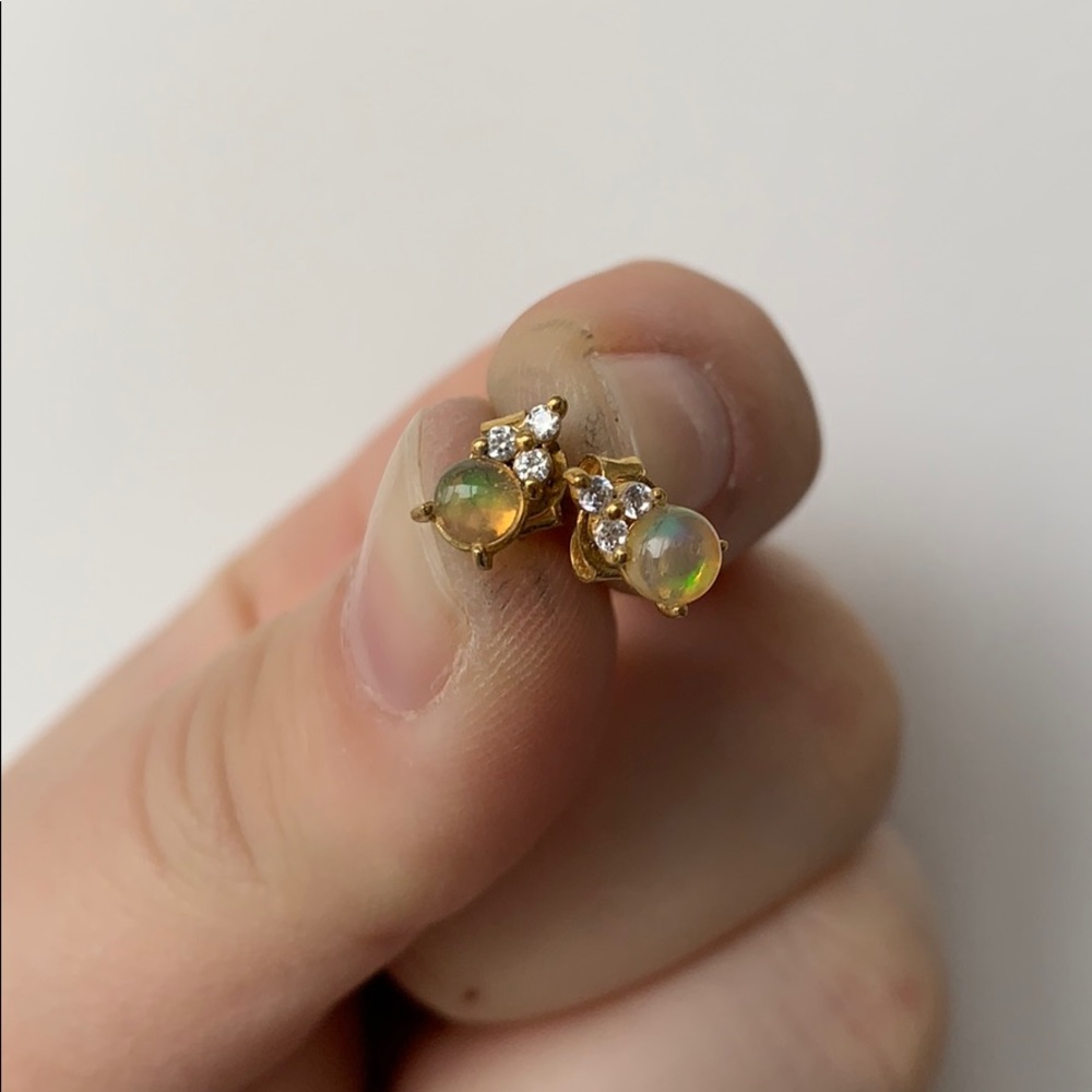 Gold and opal earrings